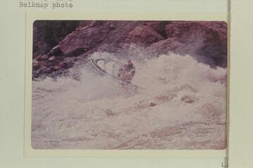 The "Triangle" with Jim Bechtel struggling to recover from the rough treatment in Vulcan Rapid.  Bob Valentine is riding with him.  The course was at least 25 ft. to the right of that which would have provided a dry run
