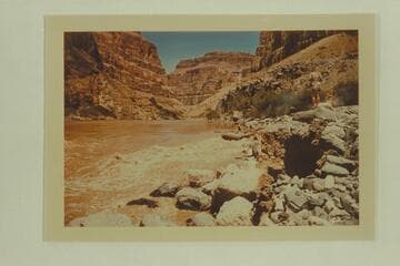 Start of the lining of the No. 1 pontoon at Vulcan Rapid.  Allan in charge of the Don Hatch party