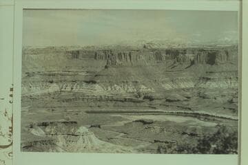 Potato Bottom and Steer Mesa with the LaSal Mountains in the distance.  The butte at center is elevation 5338