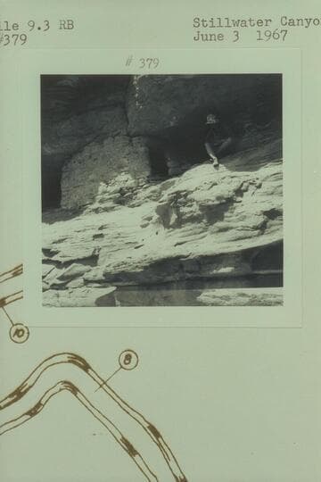 Ruin on shelf at Mile 9.3, right bank, Stillwater Canyon