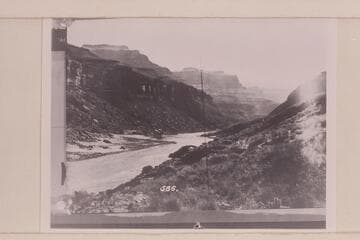 Upstream from left bank at Mile 135.3; Stanton rapid No. 320; 135 Mile Rapid