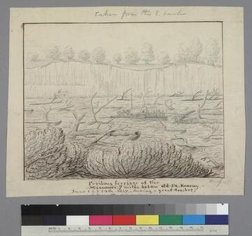 Perilous ferriage of the Missouri