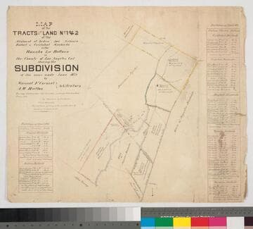 Map of the Tracts of the Land No. 1 & 2 of the allotment of Andrés, José Antonio, Rafael & Cristobal Machado in the Rancho La Ballona in the County of Los Angeles Cal