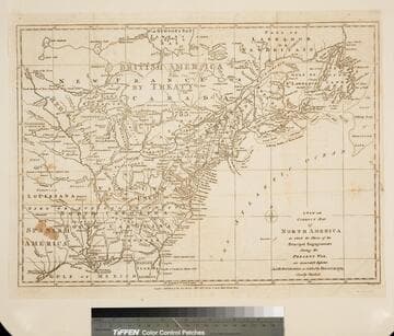 New and Correct Map of North America with the Places of the Principal Engagements during the Present War, are accurately inserted. And the Boundaries as Settled by Treaty in 1783 Clearly Marked