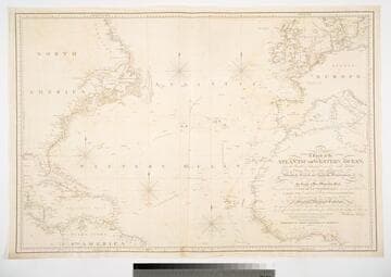 Chart of the Atlantic or Western Ocean; from the Parallel of 3 Degrees to 59°, 30', North Latitude. Drawn from the Latest Observations of the English, French and Spanish Astronomers Wherein is delineated the Track of His Majesty's Fleet, Commanded by the late Viscount Nelson, K.B. Vice Adm. of the White, &c. &c. in Pursuit of the Combined Fleets of France and Spain 1805. A Course which in its consequences led to the Glorious Victory at Trafalgar. It is copied from His Lordship's original Manuscript, under His Lordship's special directions, & is now offered to the public as the slight tribute of an Individual to His Lordship's Fame & Memory. William Faden