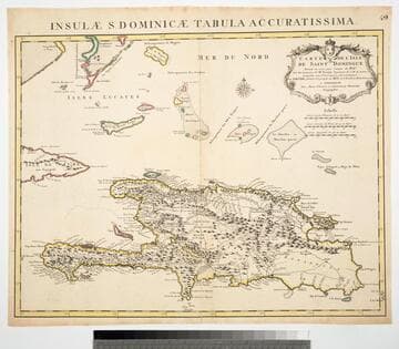 Carte de l'Isle de Saint Domingue Dresée en 1722 por le l'usage du Roy Sur les memoires de Mr. Frezier Ingenieur de. S. M. el autres assujetis aux Observations Astronomiques