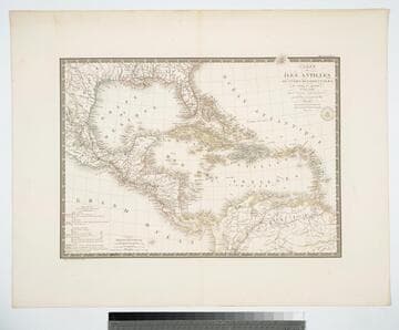 Carte des Iles Antilles ou Indes Occidentales, du Golfe du Mexique. et d'une partie des Pays Adjacents