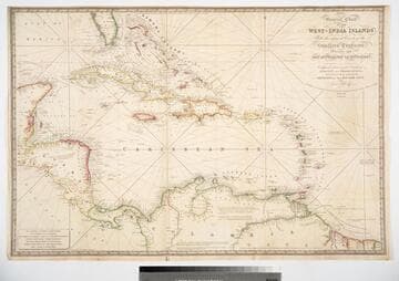 General Chart of the West-India Islands, With the adjacent Coasts of the Southern Continent; Including the Bay of Yucatan or Honduras. Composed from a great Variety of Surveys and Observations, Particularly those made by the Officers of the Spanish Navy. by John Purdy. Published by R. H. Laurie. Chartseller to the Admiralty, &c. &c. No. 53, Fleet Street, London. 14th June 1828. Additions &c. 1830