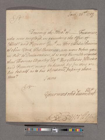 Byerley, Robert. Letter to William Blathwayt