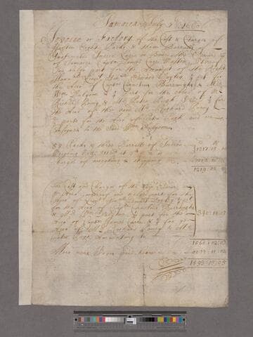 D'Oyley, Edward & others. Invoice ... of the Cost & Charges of cargo on board the "Edward" of Jamaica