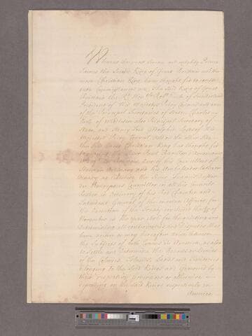 Great Britain. Commissioners appointed for the execution of the Treaty of Neutrality in America. 1686. ... & France. Commissioners. Instrument for the Quieting all Disputes between the English and French in America