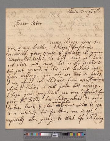Medows, Jemima (Montague), Lady. Letter to Elizabeth (Robinson) Montagu