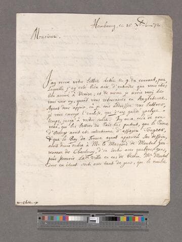 Swann, Sir William. Letter to William Blathwayt