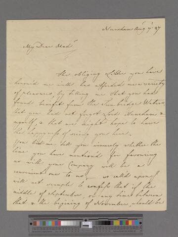 Harcourt, Elizabeth (Venables-Vernon), Countess Harcourt. Letter to Elizabeth (Robinson) Montagu