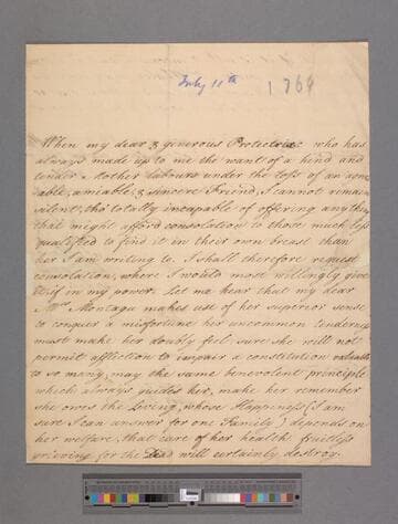 Botham, Eliza. Letter to Elizabeth (Robinson) Montagu