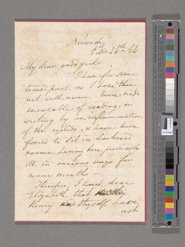 Opie, Amelia (Alderson).  Letter to Elizabeth Amelia Briggs