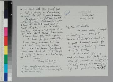 Daisy Turner, wife of astronomer Herbert Hall Turner, writes to GBH