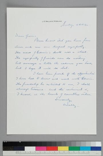 Wallace Sterling, President of Stanford University, writes to GBH