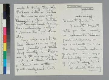 Writer Anita Loos writes to GBH