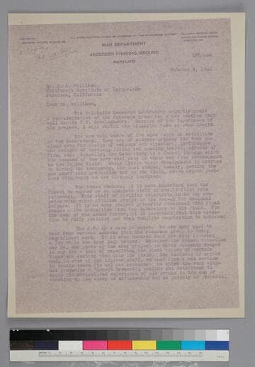 EPH writes to Robert Millikan