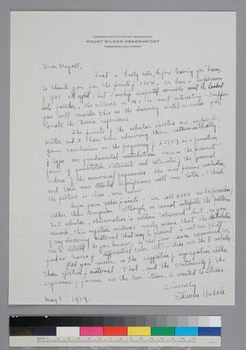 EPH writes to astronomer Nicholas Mayall