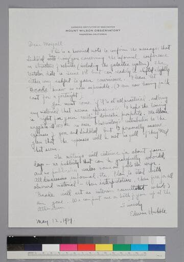 EPH writes to astronomer Nicholas Mayall