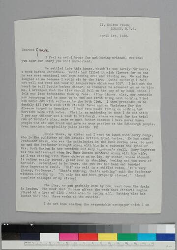 Writer Fryniwyd Tennyson (Jesse) Harwood writes to her friend GBH