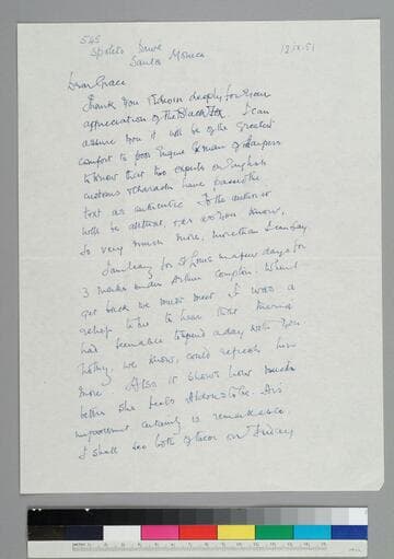 Writer Gerald Heard writes to Grace Hubble