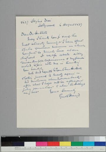 Writer Gerald Heard writes to Edwin Hubble
