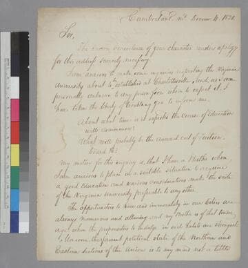 Edward Wiatt, Cumberland, Maryland, letter to Thomas Jefferson