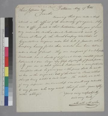 M.M. Maslin, Baltimore, letter to Thomas Jefferson