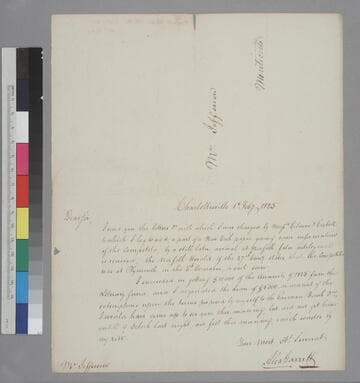 Alexander Garrett, Charlottesville, letter to Thomas Jefferson, Monticello