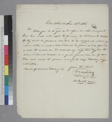 William Matthews, Charlottesville, letter to Thomas Jefferson