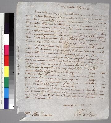 Thomas Jefferson, Monticello, letter to John Barnes