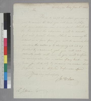 John Wilson, Washington, D.C., letter to Thomas Jefferson
