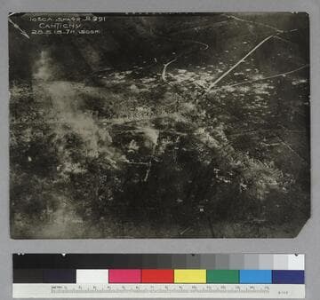 Aerial photograph of Cantigny, France, after it was destroyed in World War I