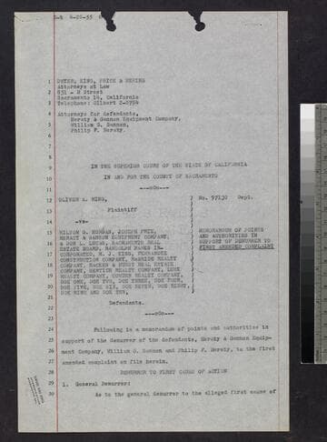 Memorandum of Points and Authorities in Support of Demurrer to First Amended Complaint