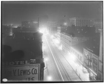 A night photo of Main Street