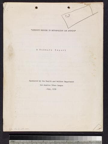 Minority Housing in Metropolitan Los Angeles: A Summary Report