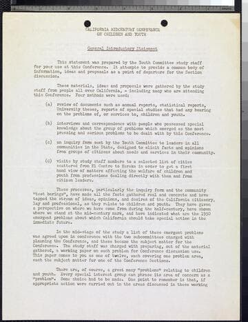 California Midcentury Conference on Children and Youth Papers