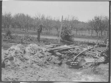 Excavating for foundation of tower on the Long Beach transmission line
