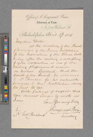 Price, Sergeant. Letter to George C. Harlan