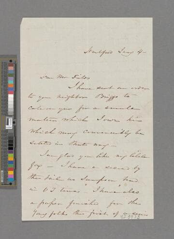 Stowe, Harriet Beecher. Letter to James Thomas Fields