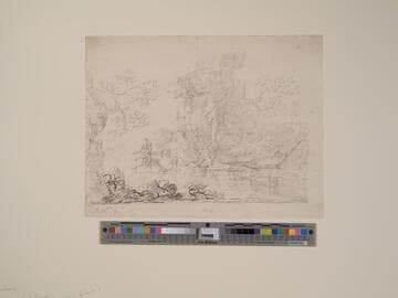 Fishermen on a Rock in a River