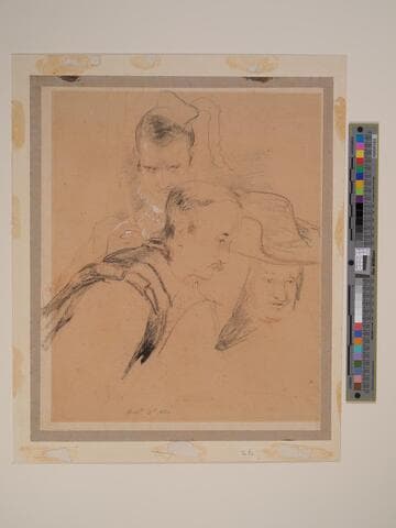 Chalk Study for Three Heads in Columbus in the Convent of La Rabida