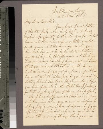 Robert E. Lee, letter to Martha Custis Williams, January 22, 1861