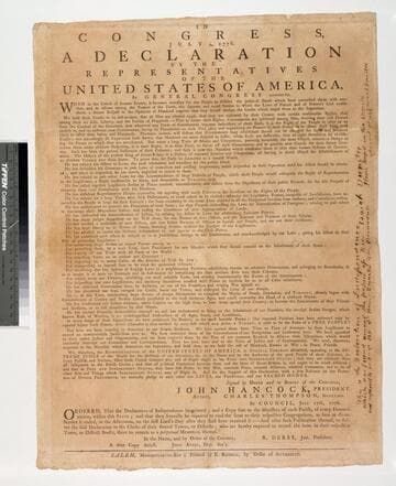 In Congress, July 4, 1776. A declaration by the representatives of the United States of America, in general Congress assembled
