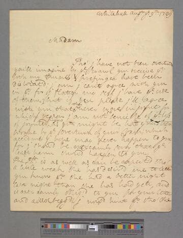 Bentinck, William, 2nd Duke of Portland. Letter to Elizabeth (Robinson) Montagu