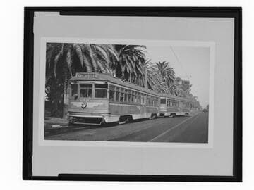 Pacific Electric streetcar on Ocean Ave., Santa Monica