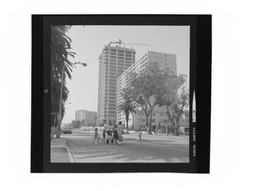 Tall buildings on Ocean Avenue at Arizona Avenue, Santa Monica
